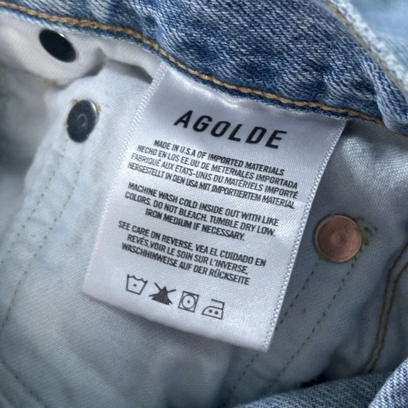 Revolve Agolde‎ Criss Cross Jeans Womens 24 Light Wash Made USA Flawed - Picture 8 of 15